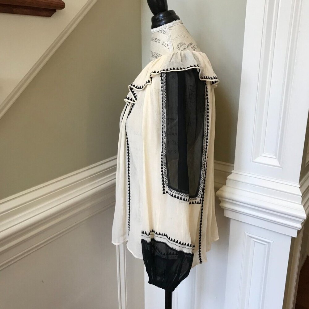 Ulla Johnson Cream and Black Peasant Blouse - Picture 8 of 13